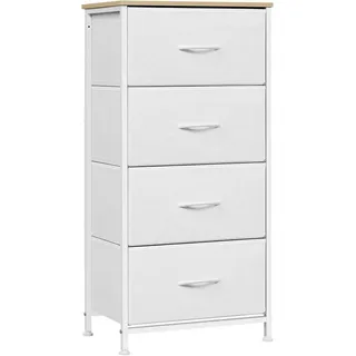 Woltu Kommode (1 St), schmal, mit 4 Schubladen aus Stoff, Sideboard weiß
