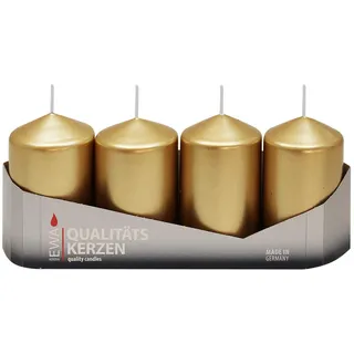 4er Tray Stumpenkerzen Gold lackiert, Größe ca. 50 x 80 mm Adventskerzen Weihnachtskerzen Säulenkerzen