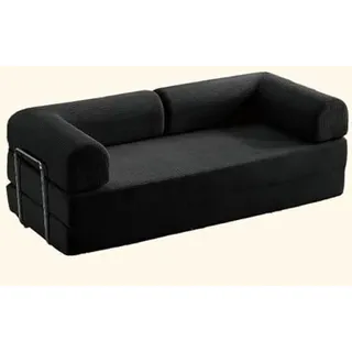 HNBCYRND Kompressionssofa umbaubares Schlafsofa Zweisitzer Cord-Matratze ausklappbar Bequeme Lounge fürs Wohnzimmer funktionaler Memory-Schaum mit Armlehnen Couch für kleine Räume(180cm/70in,Black)