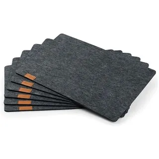 Hoffmann 6er Set Tischsets abwaschbar I Platzsets abwischbar Filz I Tischset Anthrazit Grau 45x30 cm I 6 mm Dick I Placemats I Tischuntersetzer