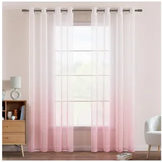 Agger Gardine Transparent Vorhänge Voile Sheer Vorhang mit Ösen Farbverlauf (2 St) rosa 241 cm x 132 cm