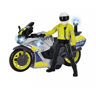 Dickie Toys Spielzeug-Motorrad Polizei Motorrad, Spielzeug Motorrad mit Polizisten-Figur, mit Blaulicht und Sirene gelb