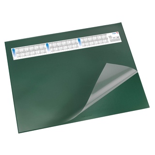 Läufer 44651 Durella DS Schreibtischunterlage mit transparenter Auflage und Kalender, rutschfeste Schreibunterlage, 52 x 65cm, grün