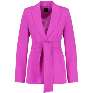 Taifun Damen Stretch-Blazer mit Bindegürtel Langarm, geknöpfte Armschlitze unifarben Fuchsia 44 - 44