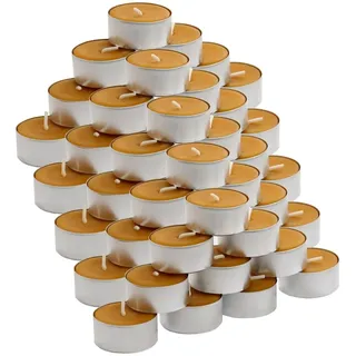 Bütic GmbH Bienenwachs Teelichter Ø 38mm in Aluhülle - Naturreine Bienenwachskerzen aus 100% reinem Bienenwachs mit dem typischen Bienenwachsduft, Größe:50er Set