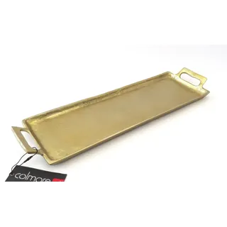 colmore Dekotablett Tablett Platte Länglich Deko Gold Lang Metall 53 cm, Lang goldfarben