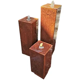 Jürgen Bocker - Gartenambiente Gartenbrunnen Säulenbrunnen eckig 20/20 cm Höhen 40-100 cm Cortenstahl LED Garten