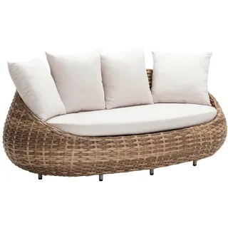 Dehner Lounge-Sofa Tulum, 3-Sitzer Sofa inkl. Polster, 208 x 97 x 76 cm, braun weiß
