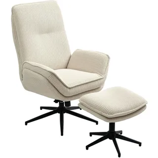Homcom Relaxsessel mit Hocker Cord 72 x 107 x 83 cm Beige