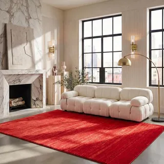 SAFAVIEH Modern Teppich für Wohnzimmer, Esszimmer, Schlafzimmer - Adirondack Collection, Kurzer Flor, Rot und Grau, 183 X 274 cm