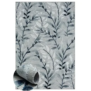Wohnando Teppich MY-RUG Outdoor-Teppich "Laurel II" 300X200 cm, grau, rechteckig, Höhe: 8 mm, mit floralem Hoch-Tief-Design, für draußen grau 200 cm x 300 cm x 8 mm
