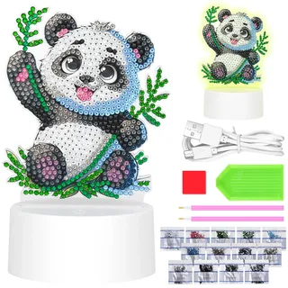 Zoyomax Diamond Painting Nachtlicht Panda, Diamond Painting Lampe 3D für Mädchen als Weihnachten Geburtstags Geschenk an Tochter, Kreatives Handarbeit DIY Set für Schlafzimmer