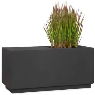 Pflanzwerk® Pflanzkübel RELAX Premium Fiberglas Blumenkübel Gartenbank mit Lotus-Effekt, Fiberglas - Handgefertigt - Rechteckig - Frostbeständig schwarz 110 cm x 42 cm x 44 cm