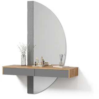 livinity Schminktisch Ascona, Grau, 120 cm mit LED-Spiegel