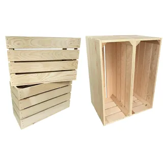 4er Set Holzkiste Groß Aus Holz - massive Weinkisten Vintage 50 x 20 x 30 cm - Holzbox Für Aufbewahrung, Holzregal - Robuste Obstkisten & Apfelkisten - Deko Kiste Für Küche, Wohnzimmer - Kiste Natur