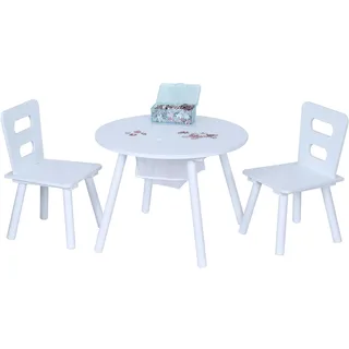 Relaxdays Kindersitzgruppe 3-teilig mit Stauraum MDF weiß