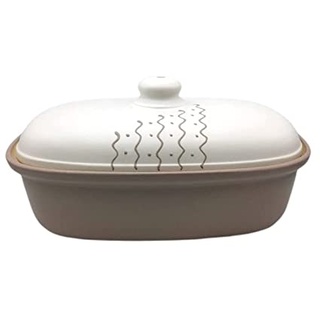 LISINA Keramik & Design - Keramik Brottopf L 34 x 22 x 17 cm (grau/weiß)