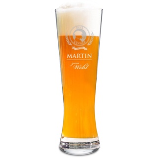AMAVEL Weizenbierglas mit Gravur, Bierkenner, Personalisiert mit Namen und Jahr, 0,5 l Bierglas