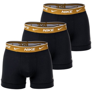 NIKE Herren Boxer Shorts, 3er Pack - Trunks, Logobund, Cotton Stretch Schwarz/Gold M
