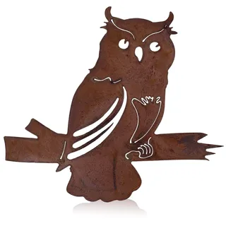 B2S BACK2SEASON Metall Eule mit Baumspieß Rost Baumstecker Deko Rostfigur Tierfigur Tierstecker Baumdekoration