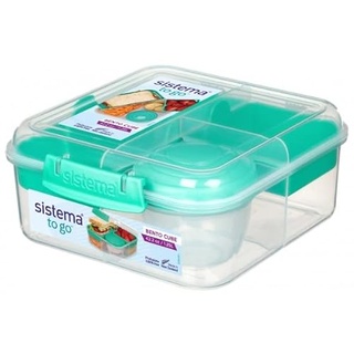 Sistema 2er Pack 21685 Bento Cube Box To Go mit Fruit/Joghurt Topf, 1,25 Liter- Farben: Mint