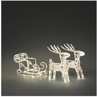 KONSTSMIDE Weihnachtsfigur Weihnachtsdeko aussen (1 St), LED Acryl-Set "Schlitten mit 2 Rentieren", 96 warm weiße Dioden weiß