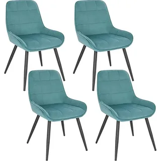 Woltu Esszimmerstuhl Samt türkis 4er Set