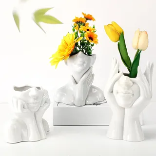 Sieral Keramik-Gesichtsvase, weibliche Form, Blumenvase für Dekoration, moderne Körpervase, dekorativer Kopf, Halbkörper-Büste, Vasen, Mittelstück für Tisch, Regal, Zuhause, Schlafzimmer, Zimmer, Büro