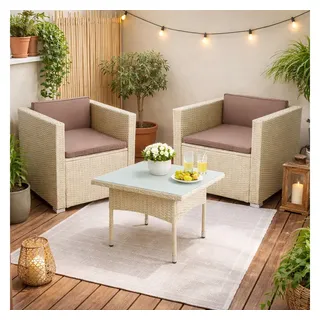 Estexo Polyrattan Lounge Set Gartenset beige