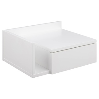 AC Design Furniture Fia weißer Nachttisch mit 1 Schublade, Weißer Wandschrank, minimalistischer Nachtschrank im Skandinavischen Stil, Wandregal mit Schublade, B: 40 x T: 32 x H: 16,5 cm, 1 Stk
