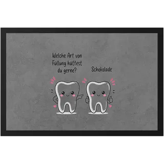 Hey!Print Lustige Fussmatte Zähne Spruch - Fülung Schokolade Fußabtreter für Zahnarztpraxis, Freunde, Familie, Geschenk Einweihung, Geburtstag