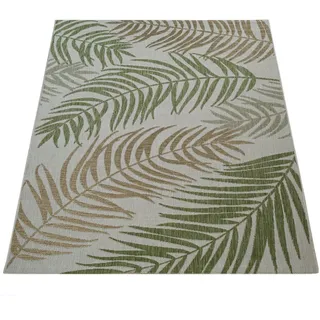 Paco Home In- Outdoor Teppich Flachgewebe Modern Jungle Palmen Design In Pastell grün