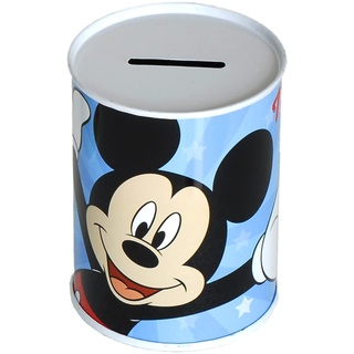 Spardose Mickey Mouse aus Metall, nicht öffnbar, Farbe Hellblau (10 x 7,5 cm)