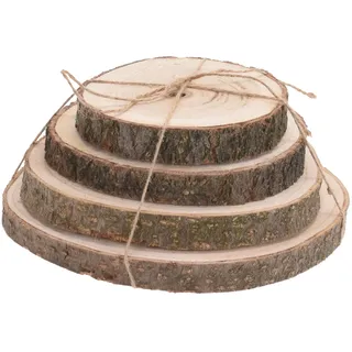 Spetebo Holz Baumscheibe natur - 4er Set von 13-22 cm - Deko Holz Scheibe Echtholz Tischdeko - Dekorieren Basteln Bemalen Brandmalen