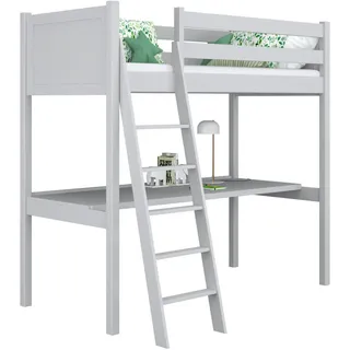 N-Wood Hochbett, Grau, Holz, Echtholz,Kiefer, 120x200 cm, FSC 100%, EN 71, Handmade in Europe, Handmade Quality, Hergestellt in Europa, Real Wood, Kinder- & Jugendzimmer, Kindermöbel, Kinderbetten, Hochbetten