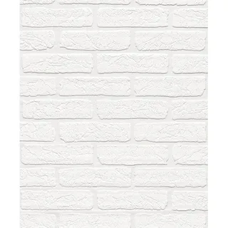 Rasch Vliestapete Wallton 150100 Steine Weiß 10,05 m x 0,53 m