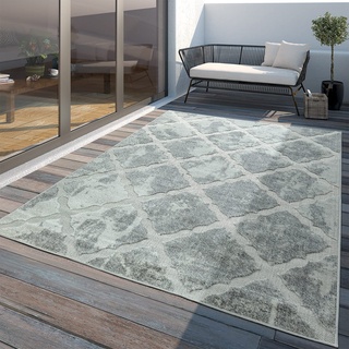 TT Home Moderner Outdoor Teppich Wetterfest Innen & Außenbereich Rautenmuster Beige Creme, Größe:160x230 cm