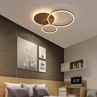 YZSJ LED Deckenleuchte Wohnzimmerlampe Dimmbar Moderne Deckenlampe Ring Metall Acryl Design Acryl Beleuchtung Schlafzimmer Esszimmer Kinderzimmer Flur Decke Kronleuchter,Braun,3heads