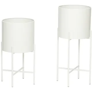 Hübsch Interior - Airy Pflanztopf mit Gestell, weiß (2er-Set)