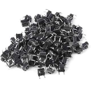 100 Stück Mikro Schalter 4 Pin Micro Tactile Druckknopfschalter Selbstresetting Mikroschalter 6x6x5mm Weißes Zubehör für Leiterplattenprojekte