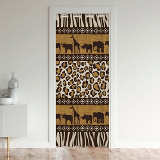 richhome Leopard Zebra Print Türvorhang Elefant Nashorn Muster Afrikanischer Tribe Vorhang86x203 Schlafzimmer Wohnzimmer Western Wild Tier Vorhang für temporäre Tür 1 Panel