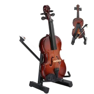 Patifirst Miniatur Violine | Kleines Musikinstrument Geigen Sammelstück | Sammlerstück Holz Deko Schreibtischschmuck Für Wohnzimmer Arbeitszimmer Büro