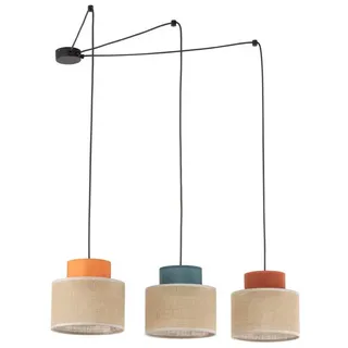 Licht-Erlebnisse Pendelleuchte BRADY, ohne Leuchtmittel, verstellbar B: max. 4 m XXL flexibel Jute Stoff 3x E27 blau|bunt|rot|schwarz