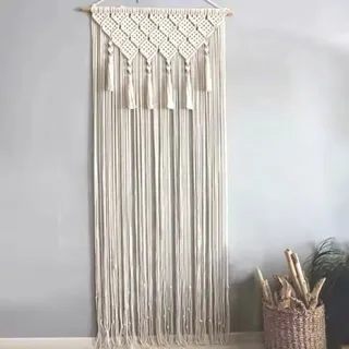 Boho-makramee-türvorhang 66 X 200 Cm, Naturbaumwolle, Dekorative Quasten, Wandteppich Zum Aufhängen Für Tür Oder Fenster -ulisem
