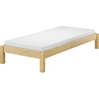 Erst-Holz Stapelbett Kiefer Natur 80x190cm kleineres Einzelbett Zubehör wählbar V-60.48-08-190Rollrost und Matratze inkl. - Naturbelassen