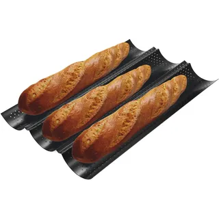 LCXCXY Baguette Backform, Schwarzbrotbacken, Kompatibel mit Baguette-Backblech (38 x 24,5cm), dicke Antihaftbeschichtung, Anwendbar auf Baguetteblech zum Backen von 3 Baguetteformen
