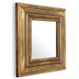 Casa Padrino Luxus Edelstahl Wandspiegel Vintage Messing 100 x 13 x H. 100 cm - Quadratischer Wohnzimmer Spiegel - Schlafzimmer Spiegel - Garderoben Spiegel - Luxus Möbel - Luxus Einrichtung