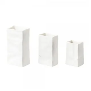 räder 3er Set Porzellantüten 'weiß' Papieroptik Blumenvasen Design
