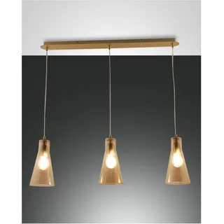 Fabas Luce Dafne 3-flg. 40W 60 cm rund Messing satiniert/Amber