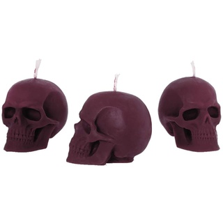 NKlaus - 3x Kerzenset Totenkopf violett aus biologich reinem Bienenwachs - Gothik Kerze - bunte Figurenkerze Skull - Halloween - Ritualkerze - Tropfkerzen 36355